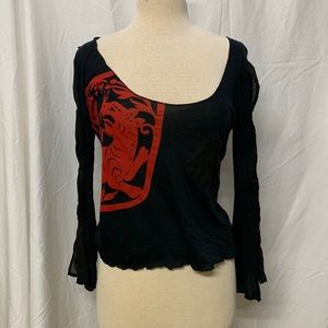 Custo Barcelona long, cut out sleeves t shirt size 4